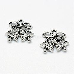 Tibetan Style Alloy Charms, Christmas Bell, Cadmium Free & Lead Free, Antique Silver, 14x16.5x4mm, Hole: 1.5mm, about 490pcs/1000g(TIBE-S301-032AS-RS)