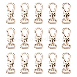 Alloy Swivel Clasps, Swivel Snap Hook, Flower, Light Gold, 46x19.5x8.5mm(PALLOY-TAC0010-01LG)