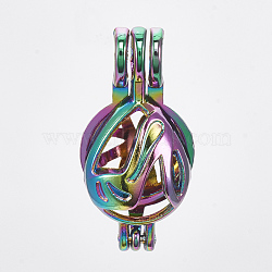 Plated Alloy Bead Cage Pendants, Teardrop wit High-heeled Shoes, Colorful, 26x12.5x11mm, Hole: 4x4.5mm; Inner Measure: 10mm(PALLOY-S119-016)