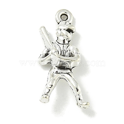 Tibetan Style Alloy Pendants, Lead Free & Cadmium Free, Baseball Player, Antique Silver, 25x12x5mm, Hole: 1.5mm(TIBE-I026-6006AS)