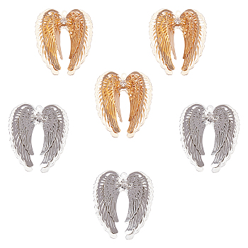 CHGCRAFT Brass Pendants, with Crystal Rhinestone, Wing, Mixed Color, 32x28x7mm, Hole: 1.2mm, 2 colors, 8pcs/color, 16pcs/box