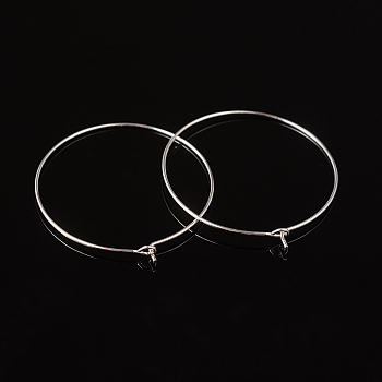 Silver Color Plated Brass Earring Hoops, Wine Glass Charm Rings, 20 Gauge, 35x0.8mm