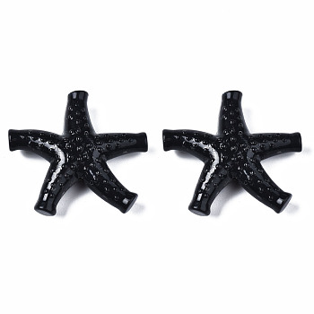 Acrylic Beads, Imitation Gemstone Style, Starfish, Black, 39x42.5x11.5mm, Hole: 2mm, about 85pcs/500g