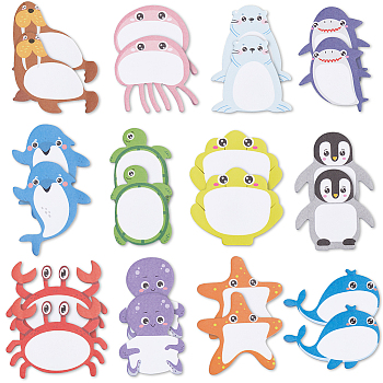 2 Sets Paper Sticky Note Pads, Memo Pad, for Office & School Supplies, Animals, 48~72.5x47~75x3mm, 30 sheets/book, 12 books/set