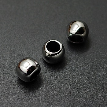 Resin European Beads, Large Hole Beads, Rondelle, Black, 12.5x9mm, Hole: 6~7mm
