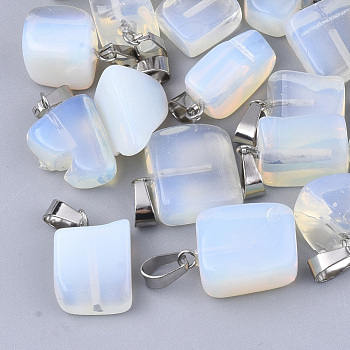 Unicraftale 24Pcs Opalite Pendants, with Stainless Steel Snap On Bails, Nuggets, Stainless Steel Color, 15~35x10~20x5~15mm, Hole: 3x7.5mm