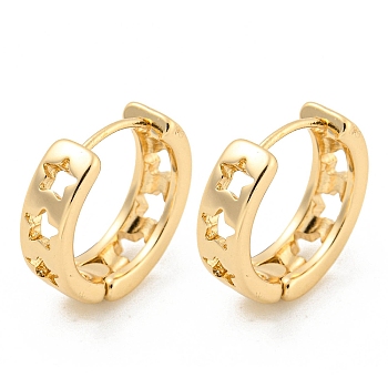 Alloy Hoop Earring, with Steel Pin, Round, Light Gold, 18x5.5x19mm