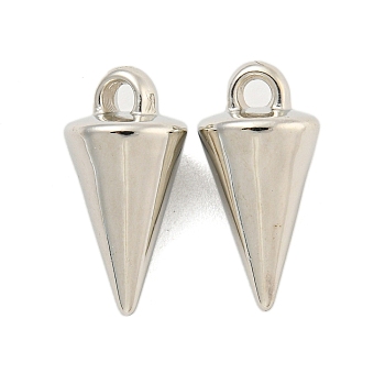 CCB Plastic Pendants, Cone Charms, Platinum, 18.5x9mm, Hole: 2mm