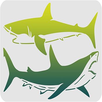Large Plastic Reusable Drawing Painting Stencils Templates, for Painting on Scrapbook Fabric Tiles Floor Furniture Wood, Rectangle, Shark Pattern, 297x210mm