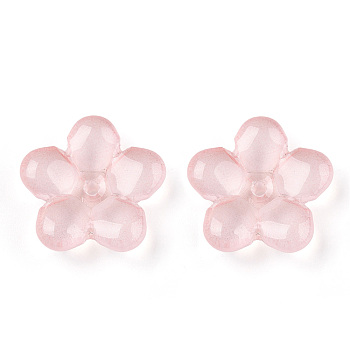 Transparent Glass Beads, Flower, Pink, 21x21.5x7mm, Hole: 1.8mm