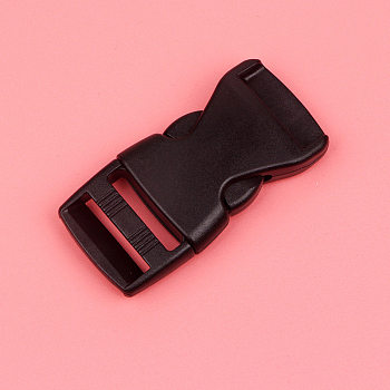 Plastic Adjustable Quick Contoured Side Release Buckle, Black, 50x25x9mm, Hole: 20x4mm