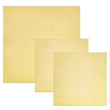 AHADEMAKER 3Pcs 3 Style Brass Sheet, Square, Raw(Unplated), 100~150x100~150x0.8mm