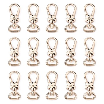 Alloy Swivel Clasps, Swivel Snap Hook, Flower, Light Gold, 46x19.5x8.5mm