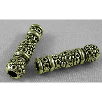 Tibetan Style Alloy Tube Beads, Cadmium Free & Lead Free, Tube, Antique Bronze, 6.2mm wide, 22.5mm long, hole: 3 mm