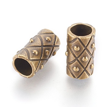 Tibetan Silver Beads, Tube, Lead Free & Nickel Free & Cadmium Free, Antique Bronze Color, about 17mm long, 10mm wide, hole: 7mm