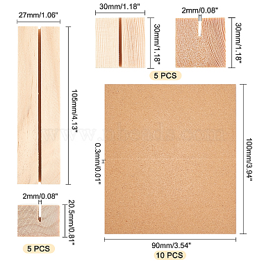 Arricraft 10piezas 2 estilos de tarjetero de madera(WOOD-AR0001-13)-2