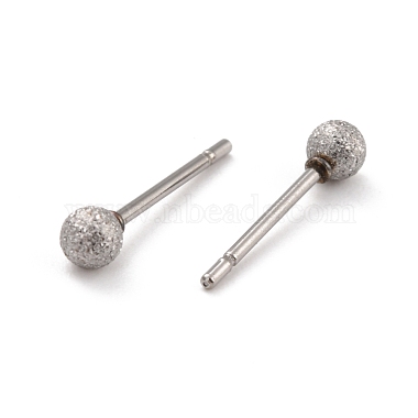 Tarnish Resistant 201 Stainless Steel Textured Ball Stud Earrings(STAS-Z039-01A-P)-3