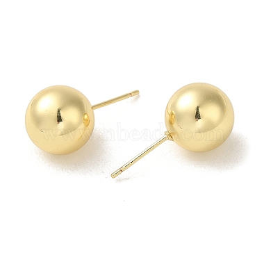 aretes de bola de latón chapado en estante para mujer(EJEW-H004-01G)-2