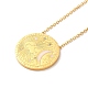 304 Stainless Steel Flat Round Pandant Necklace for Women(NJEW-O126-01G-02)-4