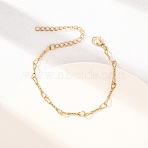 304 Stainless Steel Twisted Bowknot Link Chain Bracelets for Women, PVD Vacuum Plating, Long-Lasting Plated, Golden, 5.59 inch(14.2cm)(BJEW-F529-12G)