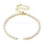 2.5MM Brass Pave Clear Cubic Zirconia Tennis Bracelet Making, Rack Plating, Long-Lasting Plated, Lead Free & Cadmium Free, Real 18K Gold Plated, 5.91 inch(15cm), Hole: 1.6mm(MAK-K024-21G)