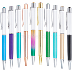 10Pcs 10 Colors Aluminum Ballpoint Pen, with Plastic Crystal & Empty Penholder, for Writing Compatible, School Office Supply Gift, Mixed Color, 145~148x12x9.5mm, 1pc/color(AJEW-GF0004-01)
