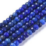 Natural Lapis Lazuli Beads Strands, Faceted, Rondelle, 3.5~4x2.8~3mm, Hole: 0.6mm, about 139pcs/strand, 15.35 inch(39cm)(G-E560-Q01)