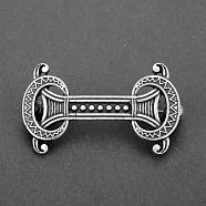 Viking Knot Alloy Brooches for Men, Flat Round, Antique Silver, 35mm(PW-WG49871-07)