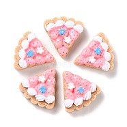 Resin Decoden Cabochons, Imitation Food, Cake, Pearl Pink, 24x23x9.5mm(X-CRES-P020-03F-01)