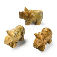 Natural Crazy Agate Carved Healing Rhinoceros Figurines, Reiki Stones Statues for Energy Balancing Meditation Therapy, 52~58x21.5~24x35~37mm(DJEW-M008-02C)