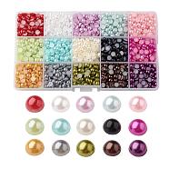 ABS Plastic Cabochons, Imitation Pearl, Half Round, Mixed Color, 6x3mm(SACR-X0014-6mm-01)