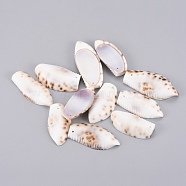 Shell Pendants, Seashell Color, 47~65x24~32x7~10mm, Hole: 1.5mm(SSHEL-WH0001-09)