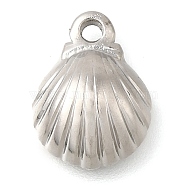 Anti-Tarnish 304 Stainless Steel Charms, Shell Shapes Charm, Stainless Steel Color, 11.5x9x3mm, Hole: 1.4mm(STAS-I310-15P)