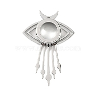 304 Stainless Stee Locket Big Pendants, with Glass, Eye Charm, Stainless Steel Color, 57.5x39.5x11mm, Hole: 2.2mm(STAS-S132-12P-02)