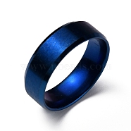 Titanium Steel Wide Band Finger Rings for Women Men, Plain Band Rings, Blue, 8mm, Inner Diameter: US Size 13 1/4(22.4mm)(RJEW-WH0009-13I-BU)