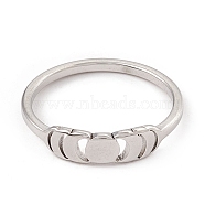 304 Stainless Steel Moon Phase Finger Ring for Women, Stainless Steel Color, US Size 7 3/4(17.9mm)(RJEW-A006-05P)