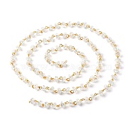 Handmade Beaded Chain, with Crackle Glass Beads & Brass Eye Pins, Clear, 8x4mm, 3.28Feet/strand(1m/strand)(AJEW-JB01028-01)