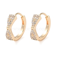 Brass Micro Pave Clear Cubic Zirconia Hoop Earrings, Bowknot, Real 18K Gold Plated, 12.5x13x4mm(EJEW-S234-03G)