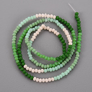 Opaque 7 Colors Frosted Glass Beads Strands, Segmented Multi-color Beads, Faceted Rondelle, Mixed Color, 3x2.5mm, Hole: 0.6mm, about 196~210pcs/strand, 17.32 inch~19.02 inch(44cm~48.3cm)(FGLA-T002-02A-A02)