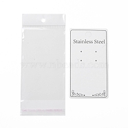 Paper Display Cards, with OPP Cellophane Bags, for Bracelet, Necklace, Earring Storage, Rectangle with Word Stainless Steel Pattern, White, Card: 13x7x0.05cm, Bag: 19x8x0.02mm(OPP-C002-02)