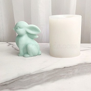 3D Rabbit Figurine DIY Candle Silicone Molds, for Scented Candle Making, White, 5.3x5.9x7.7cm, Inner Diameter: 3.8x3.7cm(SIMO-C009-03)