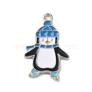 Winter Theme Alloy Enamel Pendants, Platinum, Penguin, 25x16.5x1.7mm, Hole: 1.8mm(ENAM-M002-04N-P)