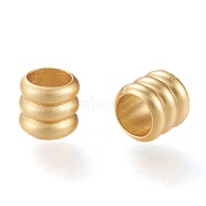 Matte Brass European Style Beads, Large Hole Beads, Long-Lasting Plated, Column, Real 18K Gold Plated, 5.5x5.7mm, Hole: 4mm(OPDL-H100-07MG)
