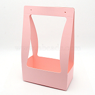 Foldable Inspissate Paper Box, Portable Gift Packing Box, Bakery Cake Cupcake Box Container, Rectangle, Pink, 22.2x11.9x35.4cm(CON-WH0079-06B)