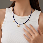 Lapis Lazuli Bead Necklaces, Bib Chain Necklace(RX5891-1)