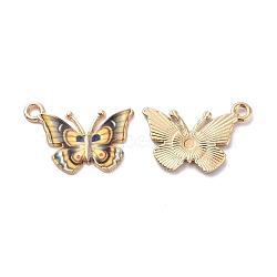 Light Gold Alloy Enamel Pendants, Cadmium Free & Nickel Free & Lead Free, Butterfly Charm, Champagne Yellow, 15.6x21.7x1.6mm, Hole: 2mm(ENAM-G210-02LG-01)