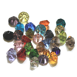 Imitation Austrian Crystal Beads, Grade AAA, Faceted, Diamond, Mixed Color, 6x4mm, Hole: 0.7~0.9mm(SWAR-F075-6mm-M)