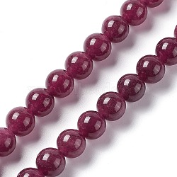 Natural Jade Imitation Garnet Beads Strands, Dyed, Round, 10mm, Hole: 1.2mm, about 40pcs/strand, 15.35''(39cm)(G-I334-02C)