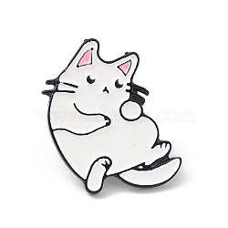 Cute Cat Enamel Pin, Electrophoresis Black Alloy Animal Brooch for Backpack Clothes, Cat Pattern, 27x26.5x1.5mm: 1mm(JEWB-P015-F02)