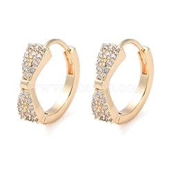 Brass Micro Pave Clear Cubic Zirconia Hoop Earrings, Bowknot, Real 18K Gold Plated, 12.5x13x4mm(EJEW-S234-03G)